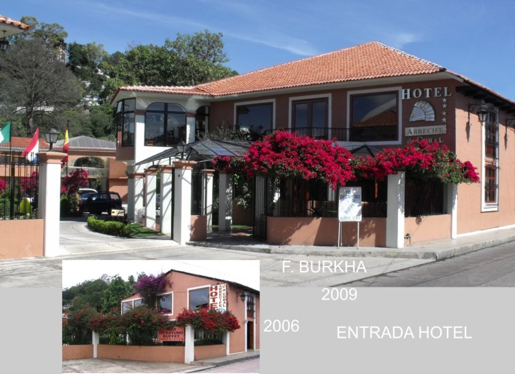 remodelación de la entrada principal del hotel; meta - equilibrar la fachada del restaurante y facilitar el acceso a los servicios propuestos ( hotel, restaurante, estacionamiento, jardin).