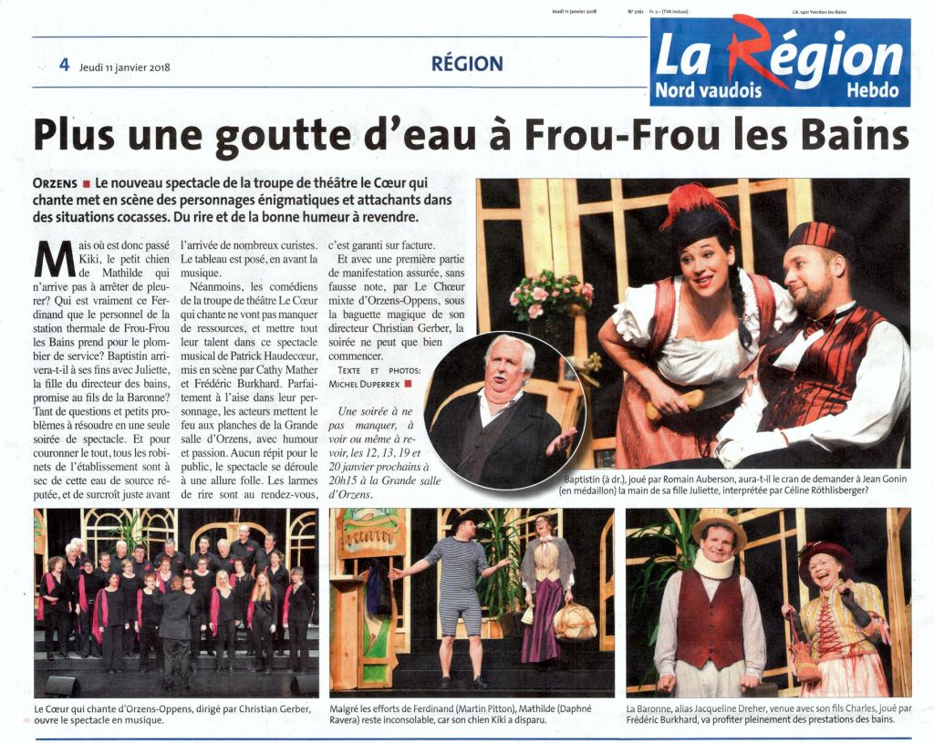 LAREGION jeudi 11 janvier 2018 FROU-FROU LES BAINS